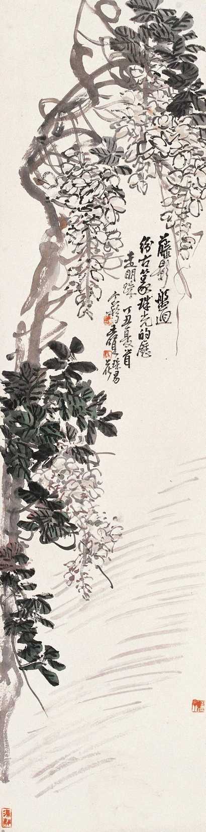 王个簃 1937年作 藤影 立轴